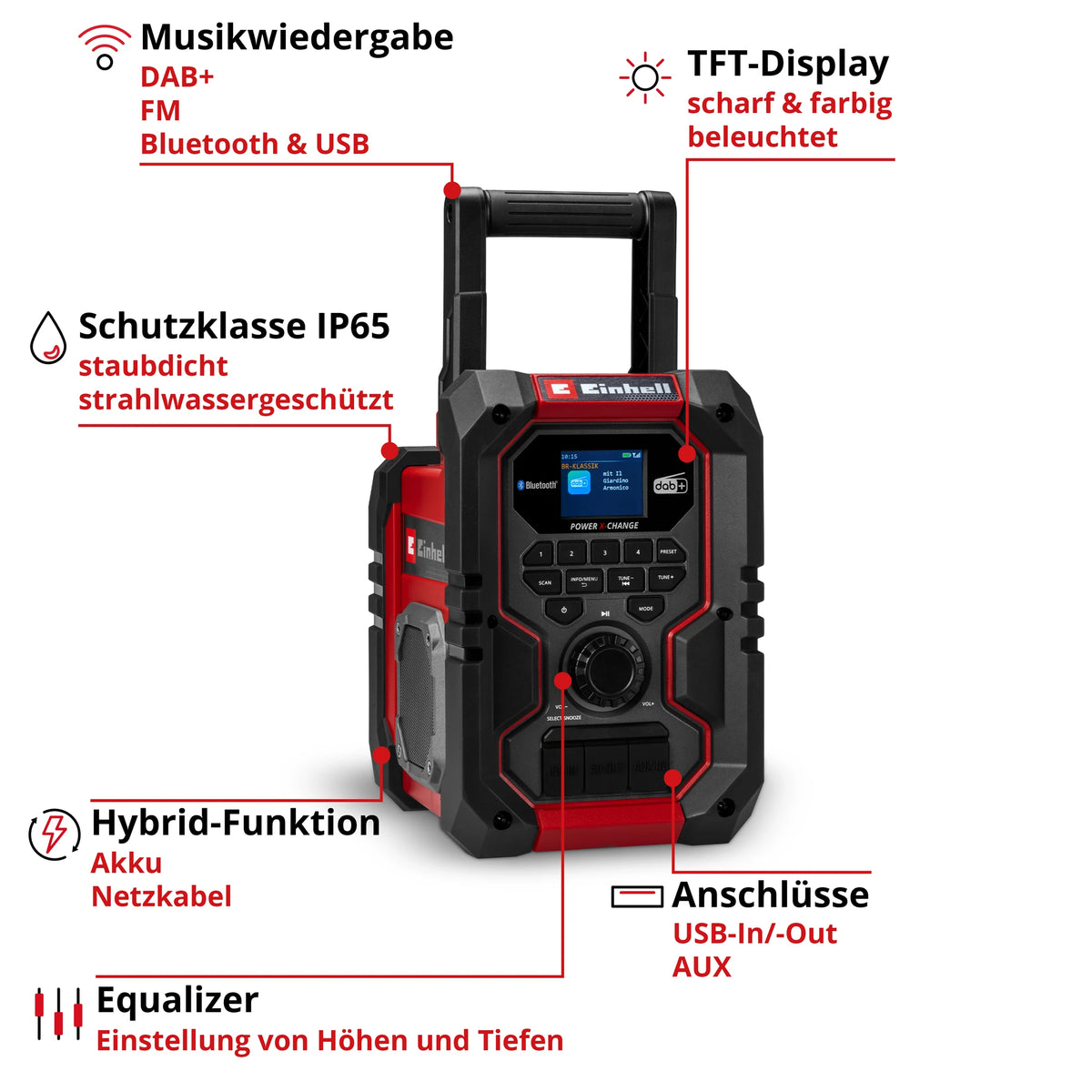 EINHELL EXP Akku-Radio TE-CR 18 Li DAB+/FM/BT - Solo