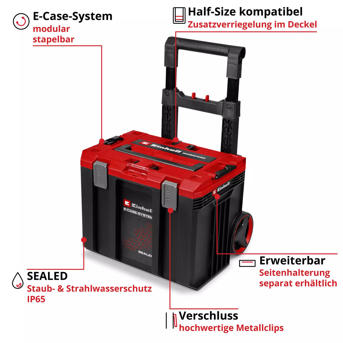 EINHELL ACC Systemkoffer E-Case L mit Rädern SEALED