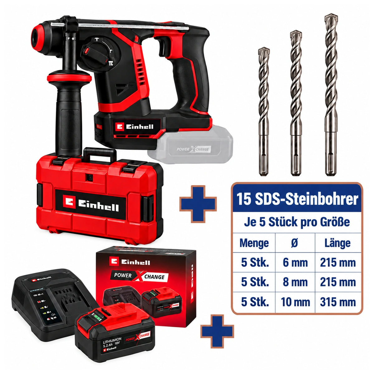 EINHELL Aktionsset Bohrhammer + Bohrer