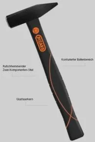 Schlosserhammer 500 gr. mit 3K-Kustostiel